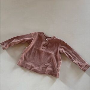 Baby girl rosey mauve pointelle knit long sleeve henley